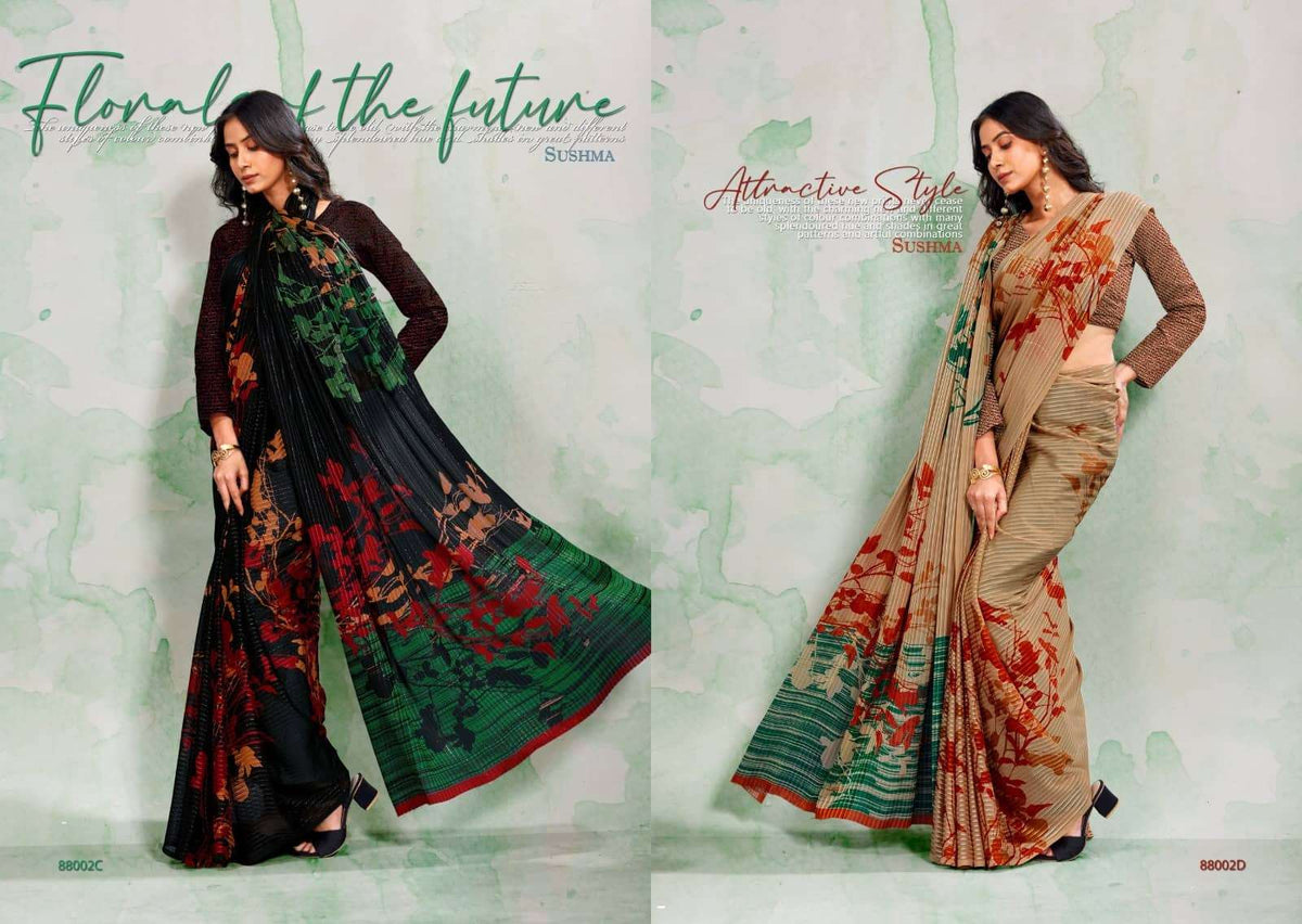 Sushma Gloria Vol 2 Georgette Satin Zari Saree Collection - Amrah Wholesale