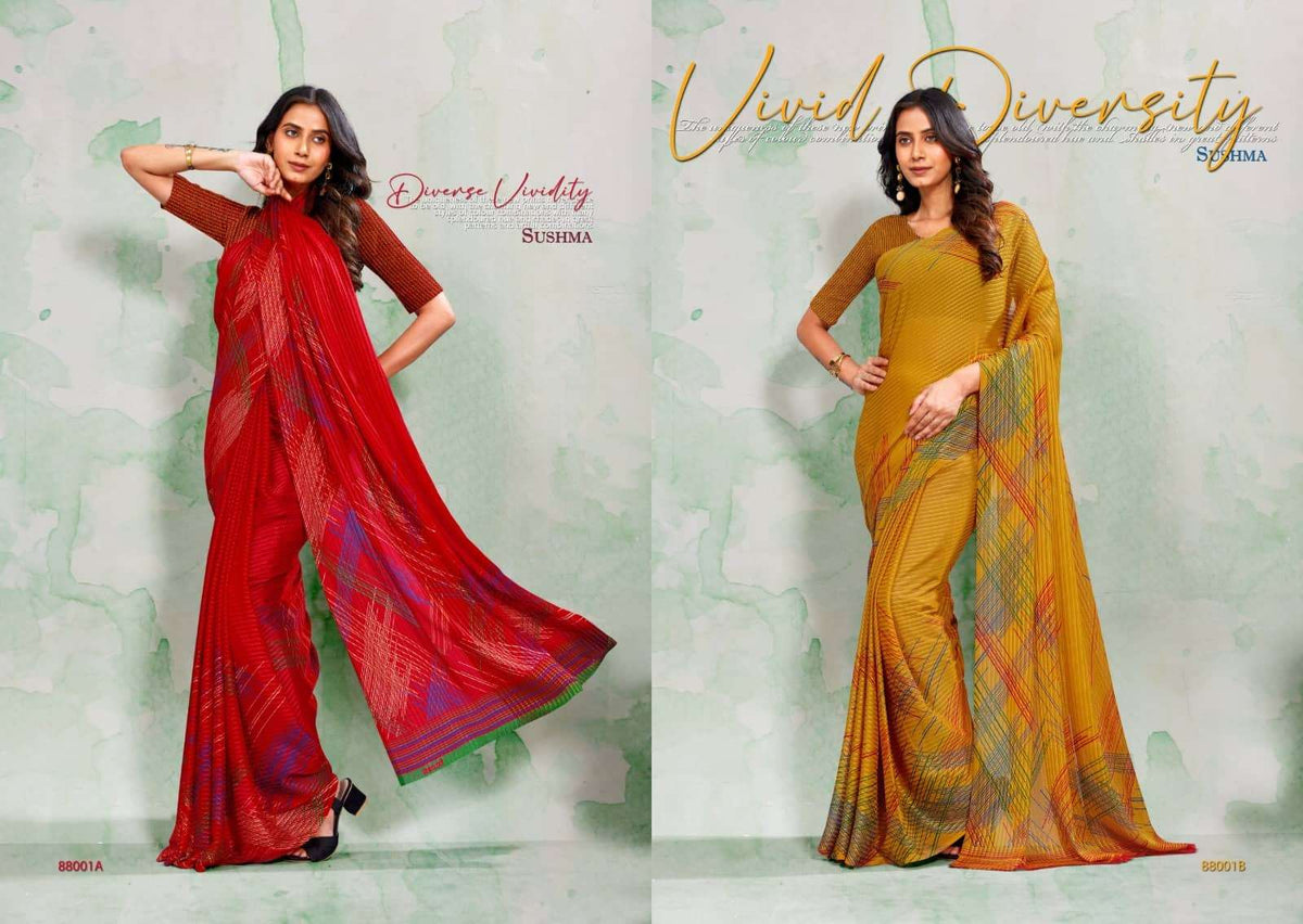 Sushma Gloria Vol 2 Georgette Satin Zari Saree Collection - Amrah Wholesale