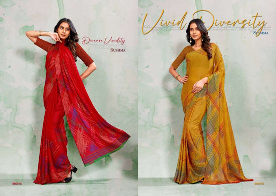 Sushma Gloria Vol 2 Georgette Satin Zari Saree Collection - Amrah Wholesale
