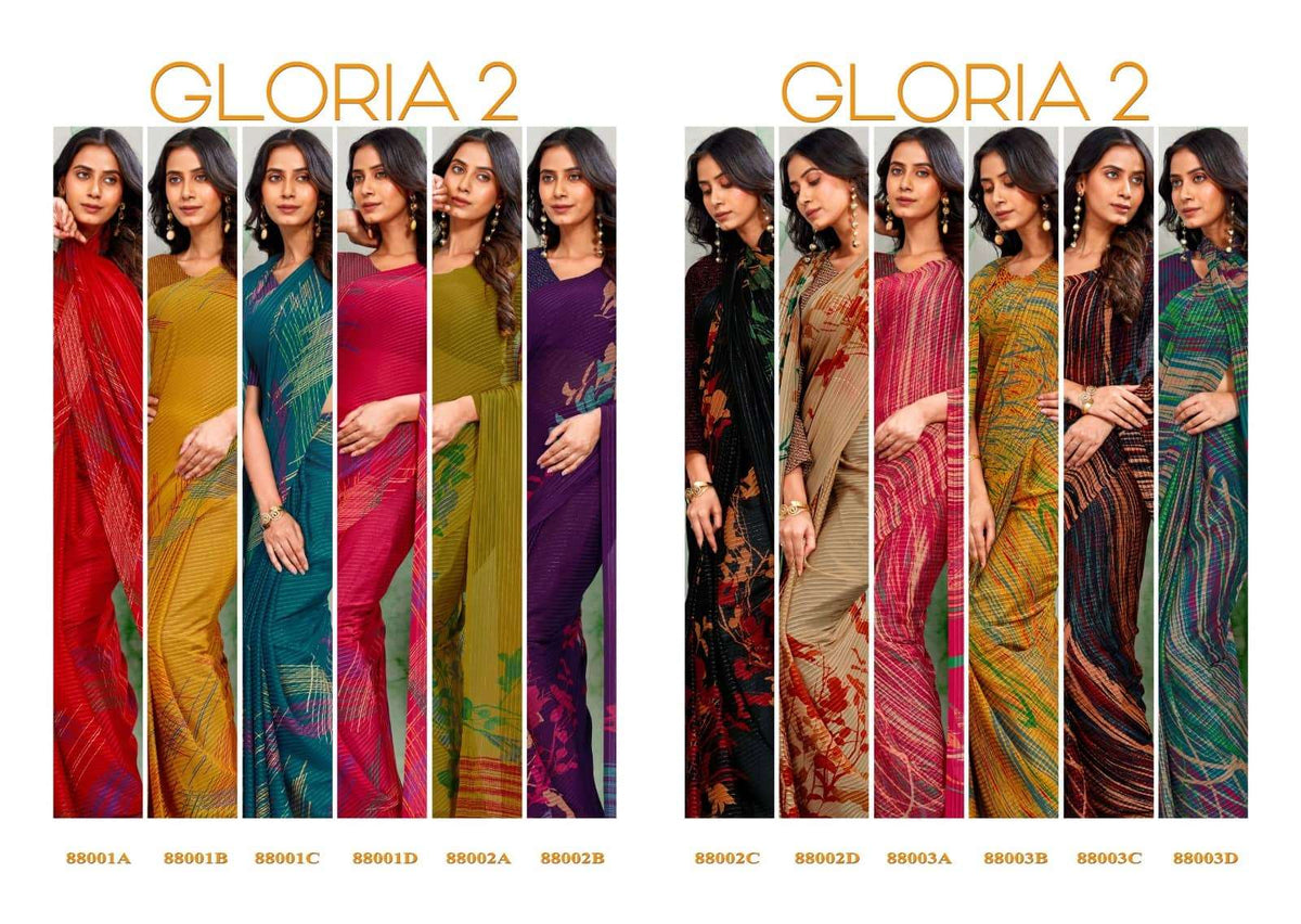 Sushma Gloria Vol 2 Georgette Satin Zari Saree Collection - Amrah Wholesale