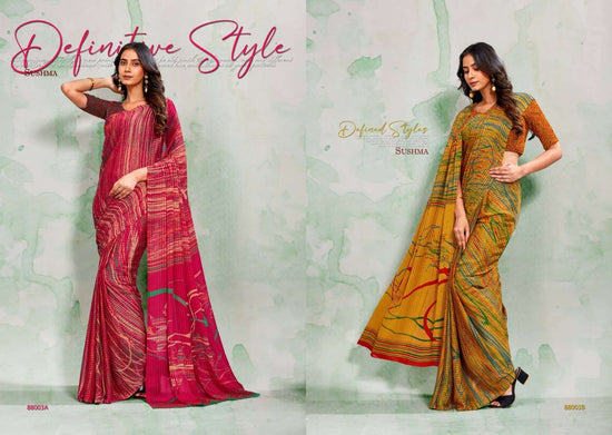 Sushma Gloria Vol 2 Georgette Satin Zari Saree Collection - Amrah Wholesale