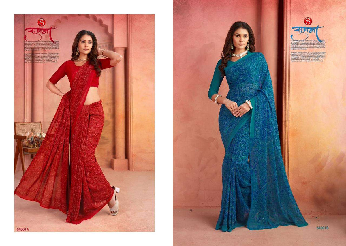 Sushma Harmony Silken Printed Georgette Saree - Amrah Wholesale