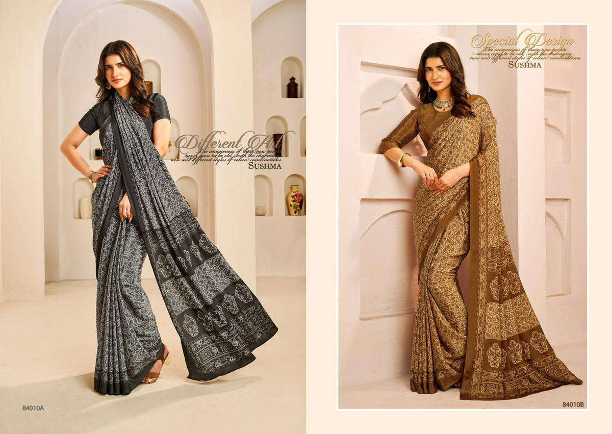 Sushma Seasons Printed Crape Saree Wholesale Collection - Amrah Wholesale
