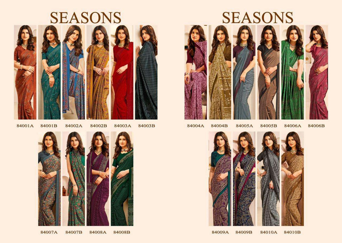 Sushma Seasons Printed Crape Saree Wholesale Collection - Amrah Wholesale