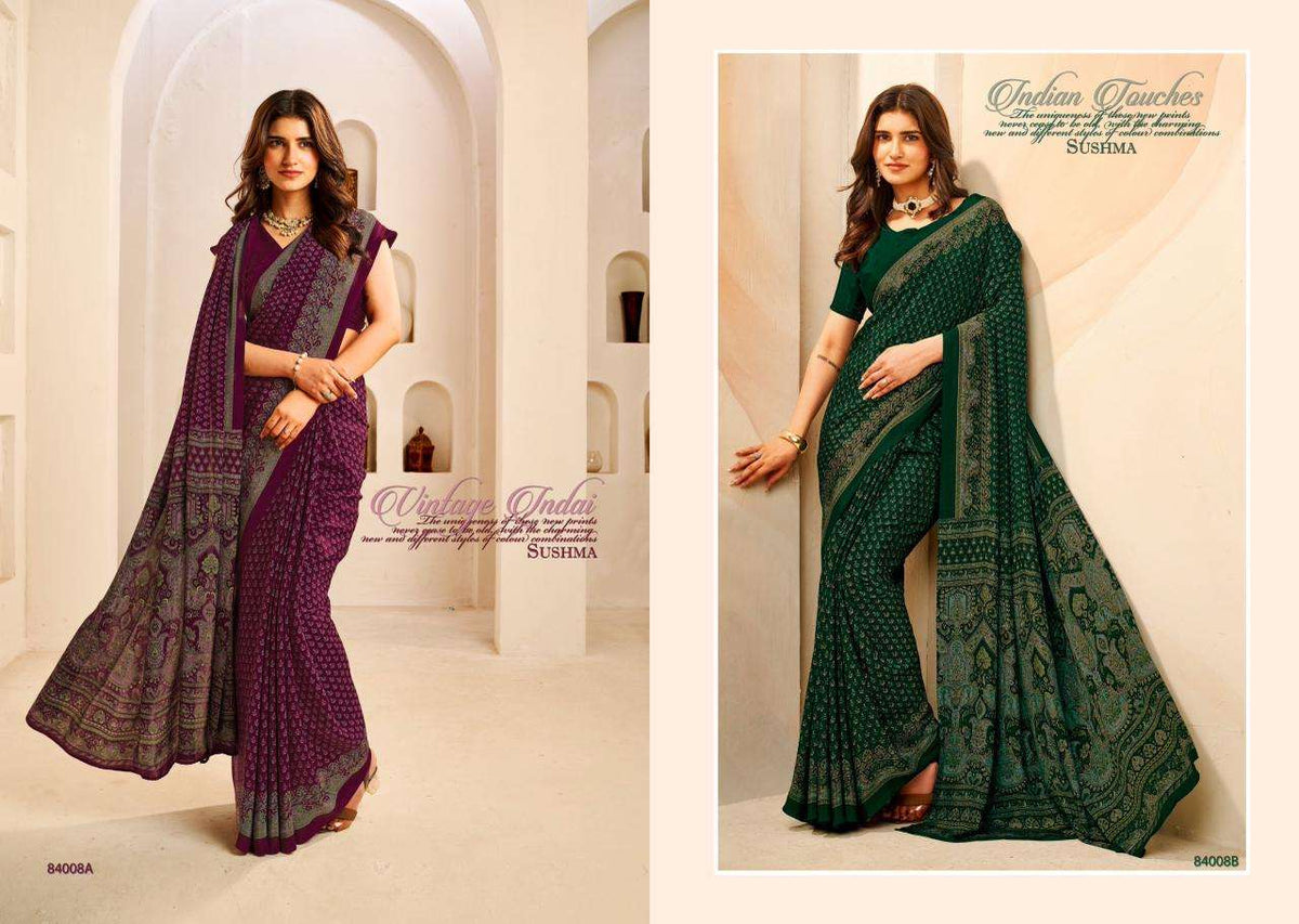 Sushma Seasons Printed Crape Saree Wholesale Collection - Amrah Wholesale