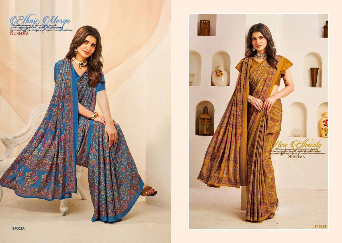 Sushma Seasons Printed Crape Saree Wholesale Collection - Amrah Wholesale