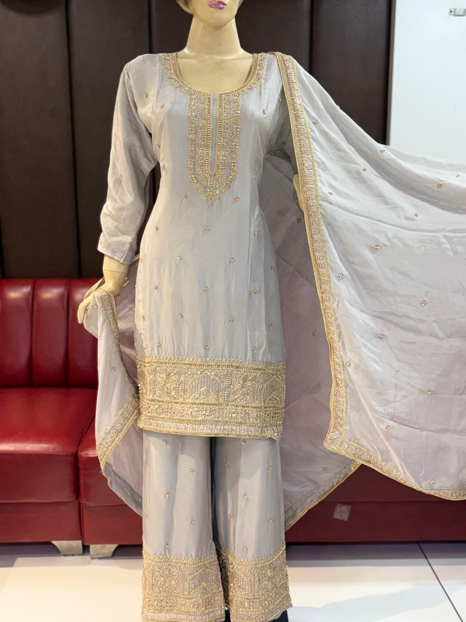 SW 1947 Premium Chinon Beads Worked Pakistani Suit Collection