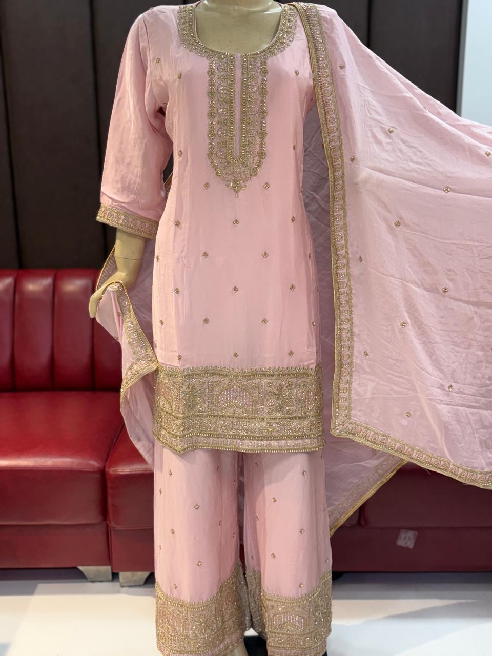 SW 1947 Premium Chinon Beads Worked Pakistani Suit Collection