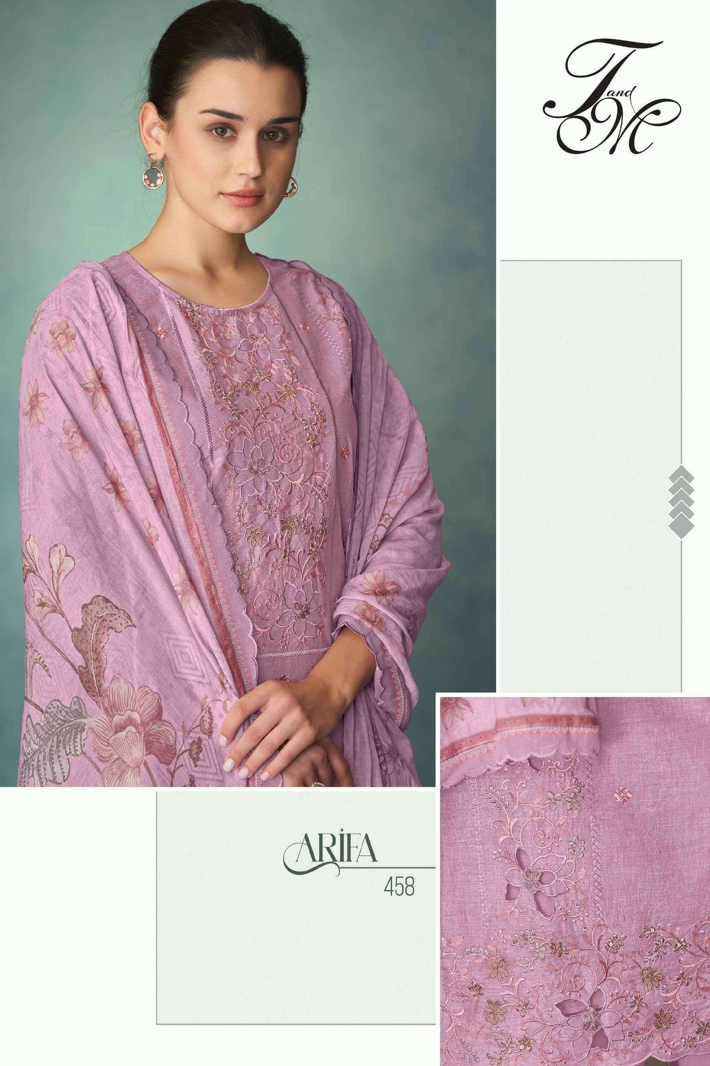T And M Designer Arifa Organdy Dress Material Wholesale - Amrah Wholesale