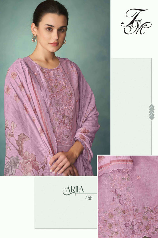 T And M Designer Arifa Organdy Dress Material Wholesale - Amrah Wholesale
