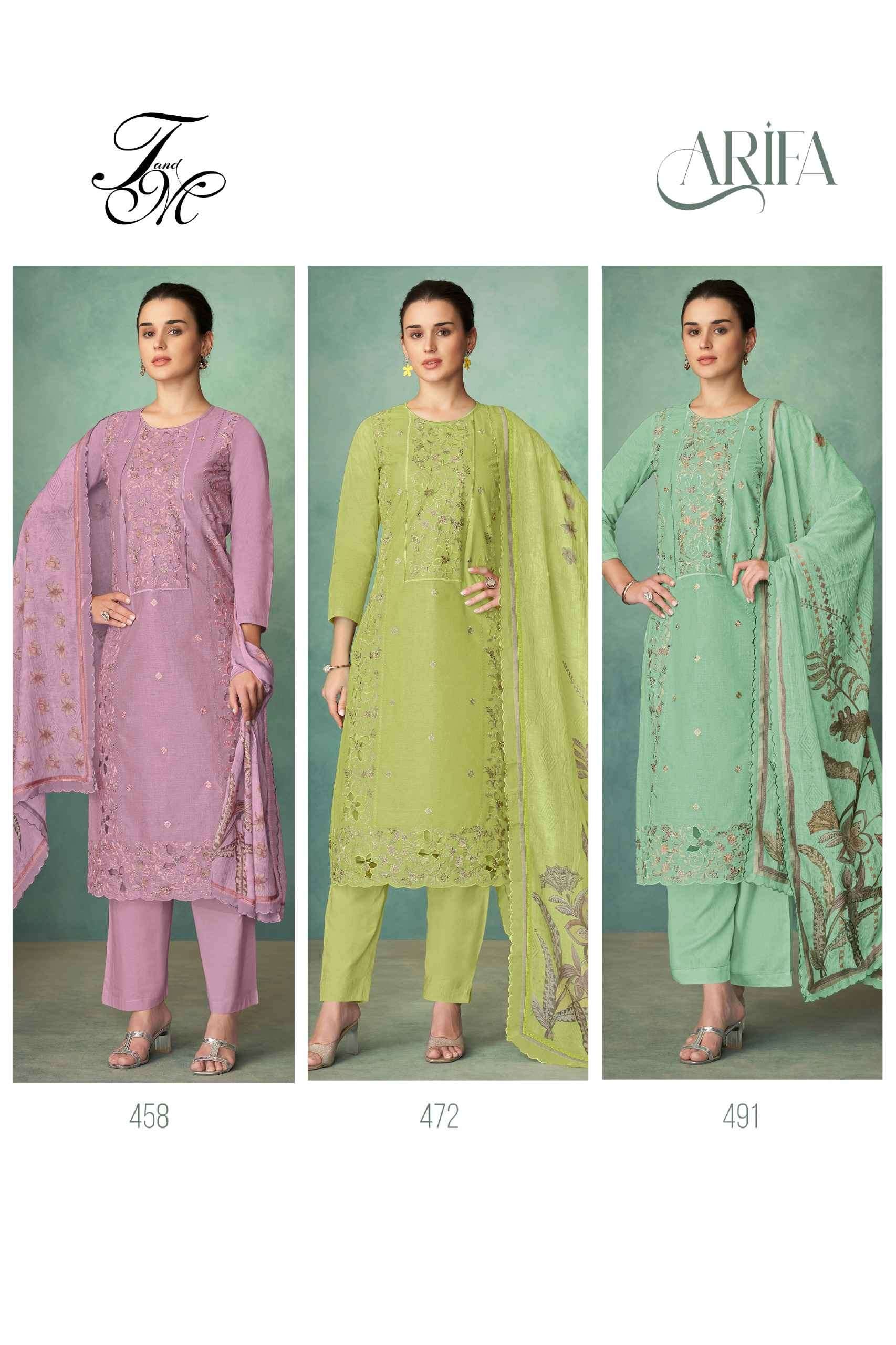 T And M Designer Arifa Organdy Dress Material Wholesale - Amrah Wholesale