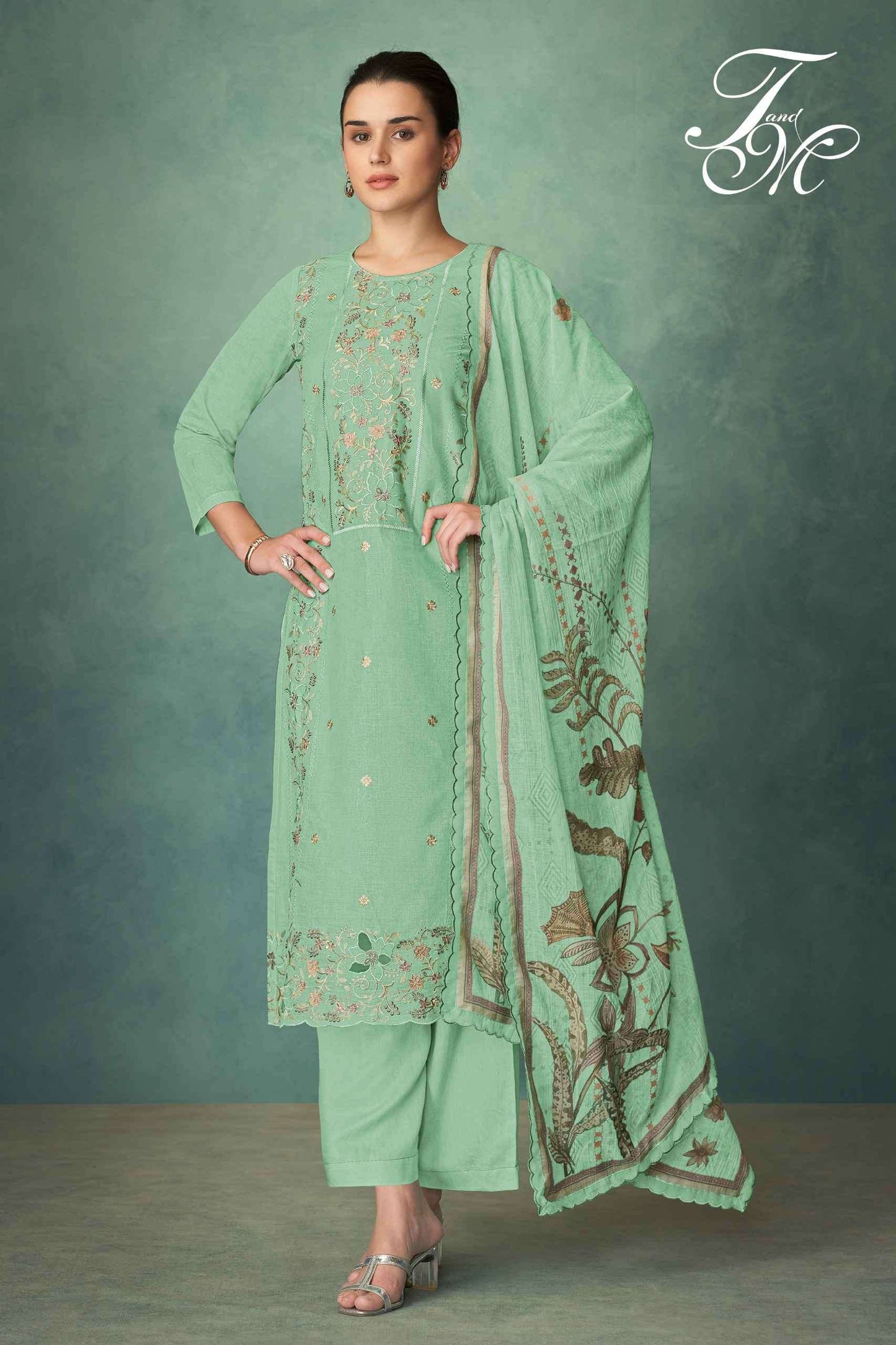 T And M Designer Arifa Organdy Dress Material Wholesale - Amrah Wholesale