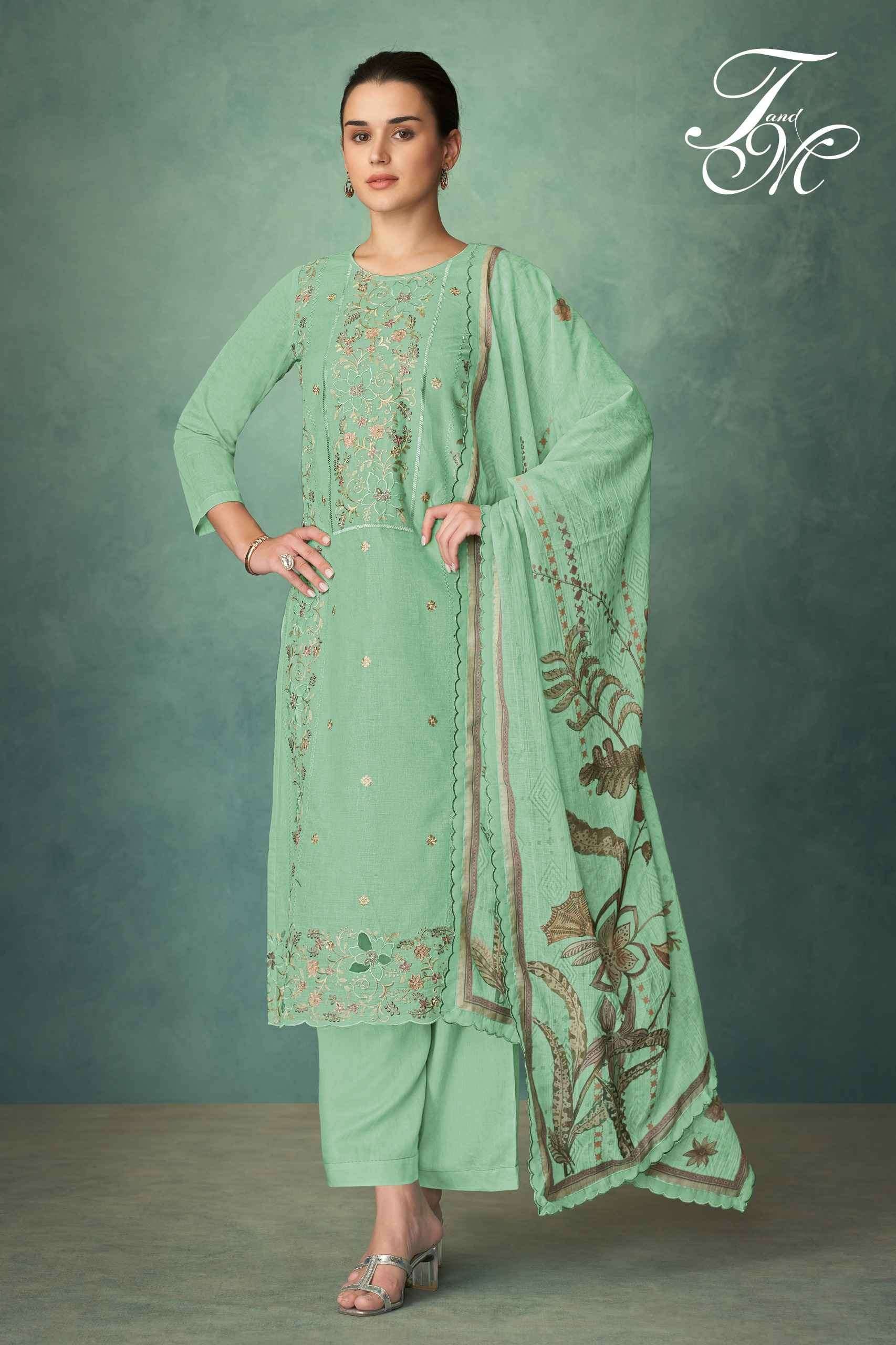 T And M Designer Arifa Organdy Dress Material Wholesale - Amrah Wholesale