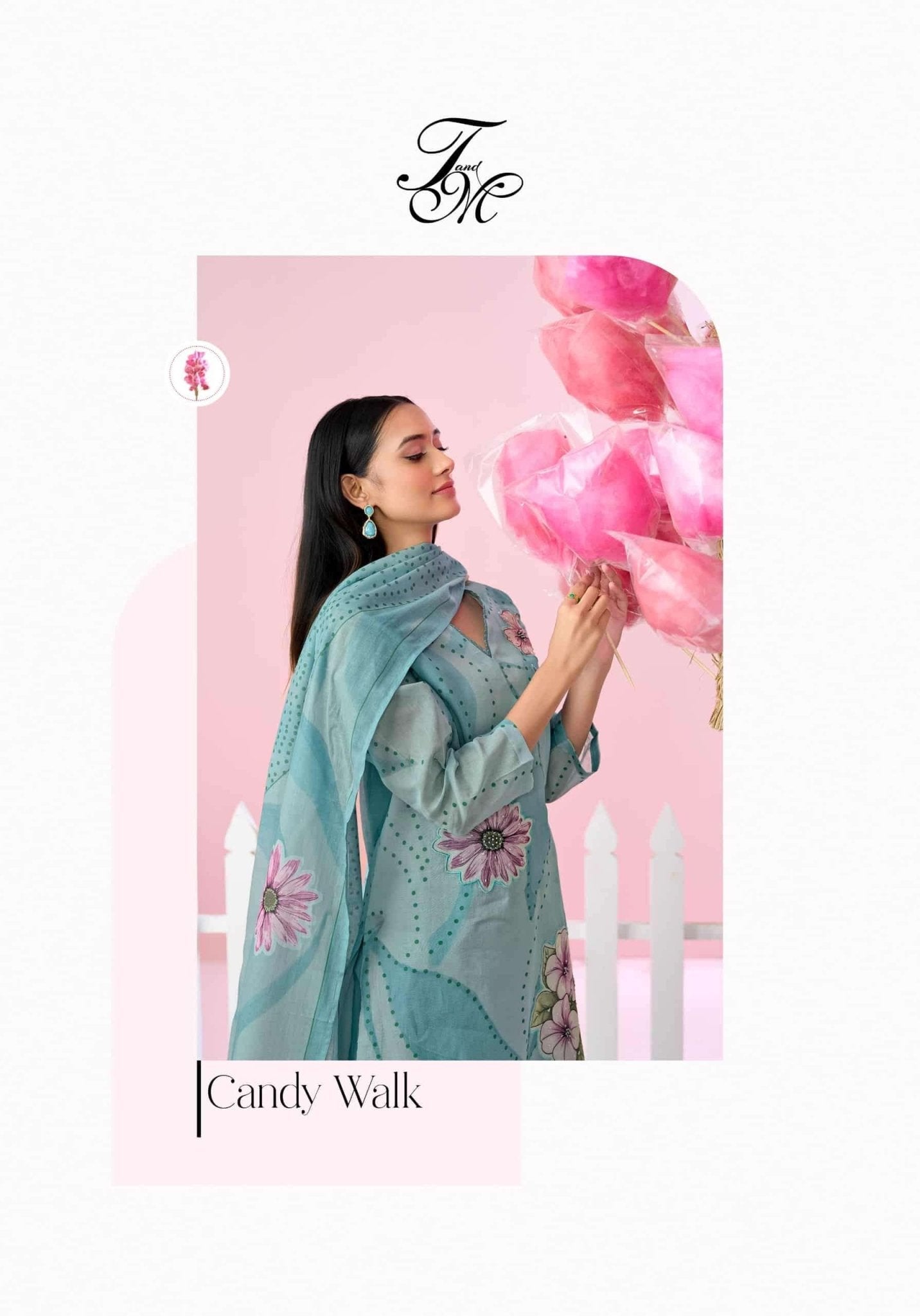 T And M Designer Candy Walk Premium Organdy Dress Material - Amrah Wholesale
