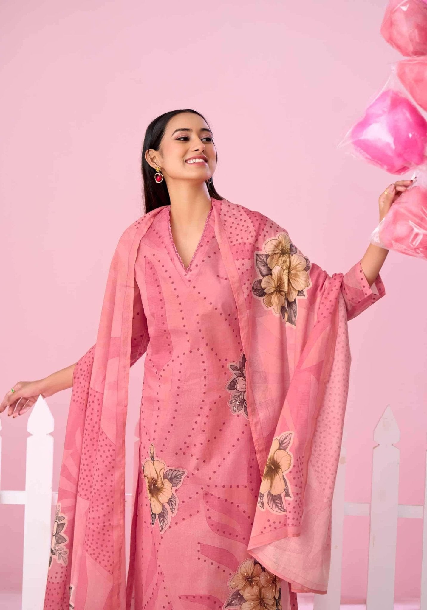 T And M Designer Candy Walk Premium Organdy Dress Material - Amrah Wholesale