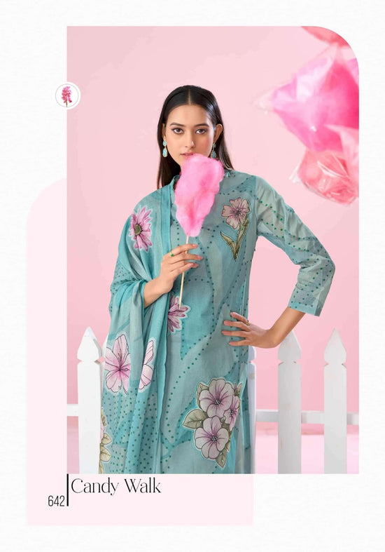 T And M Designer Candy Walk Premium Organdy Dress Material - Amrah Wholesale