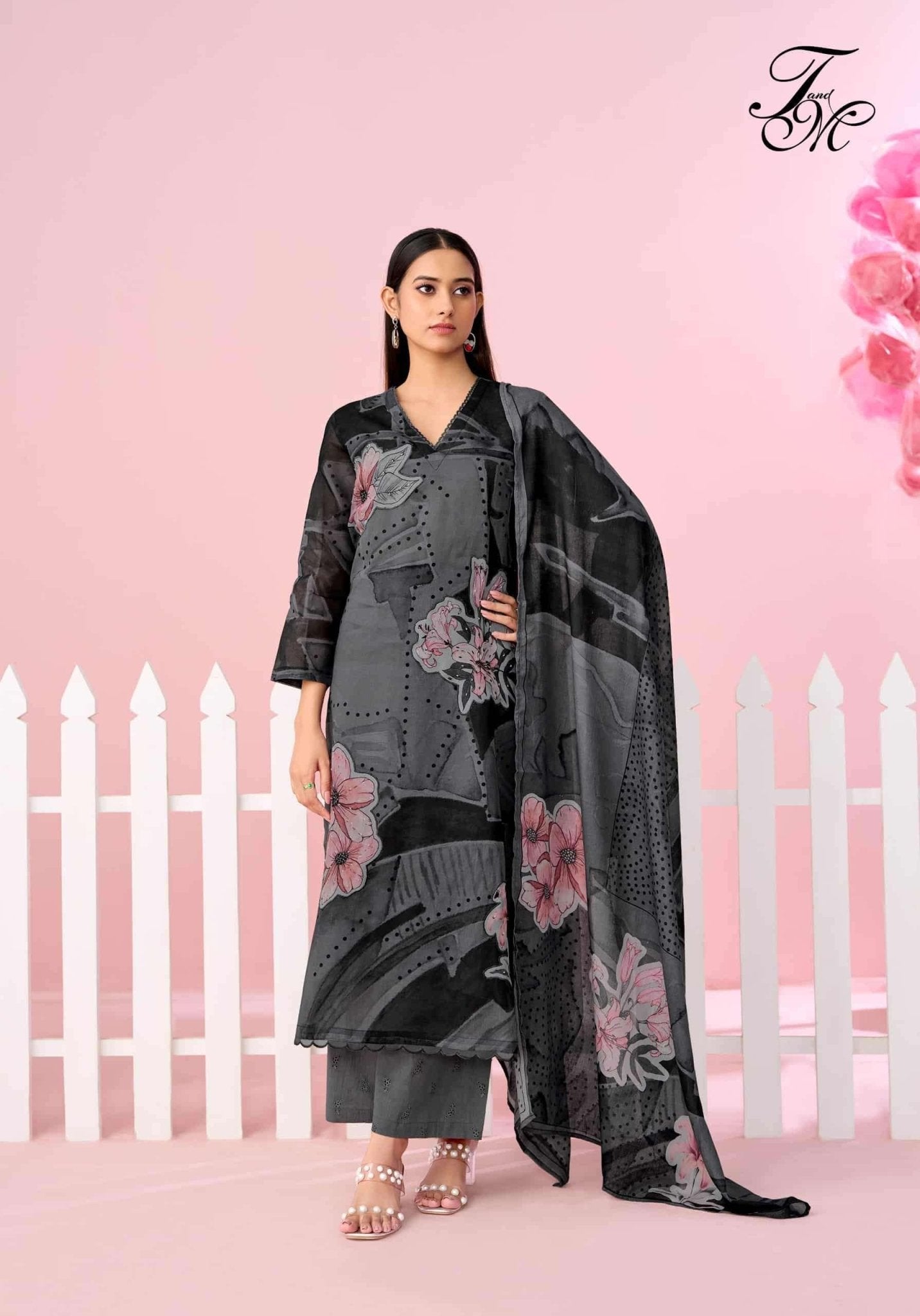 T And M Designer Candy Walk Premium Organdy Dress Material - Amrah Wholesale