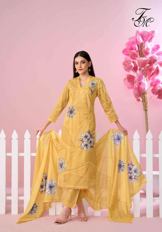 T And M Designer Candy Walk Premium Organdy Dress Material - Amrah Wholesale