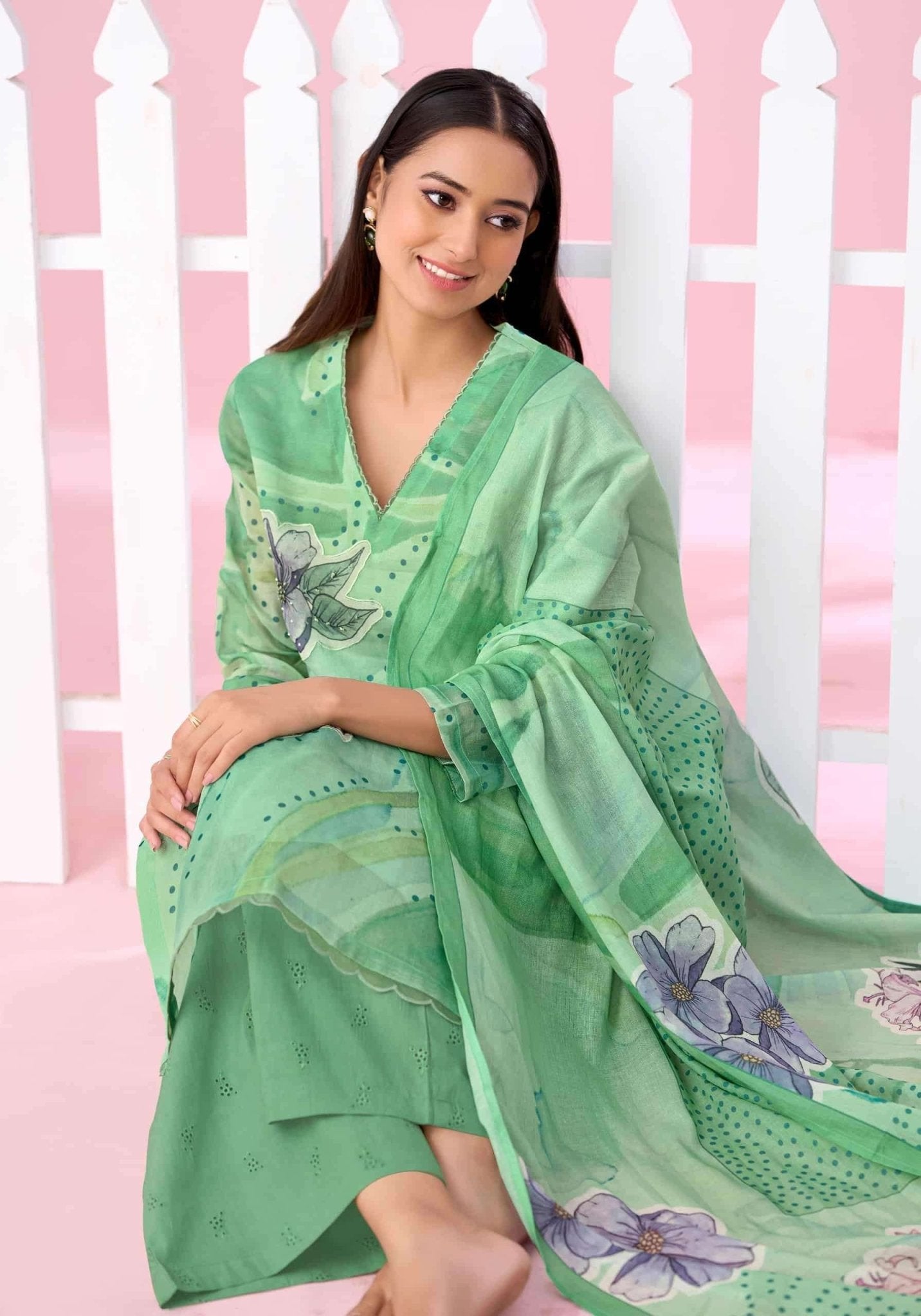 T And M Designer Candy Walk Premium Organdy Dress Material - Amrah Wholesale