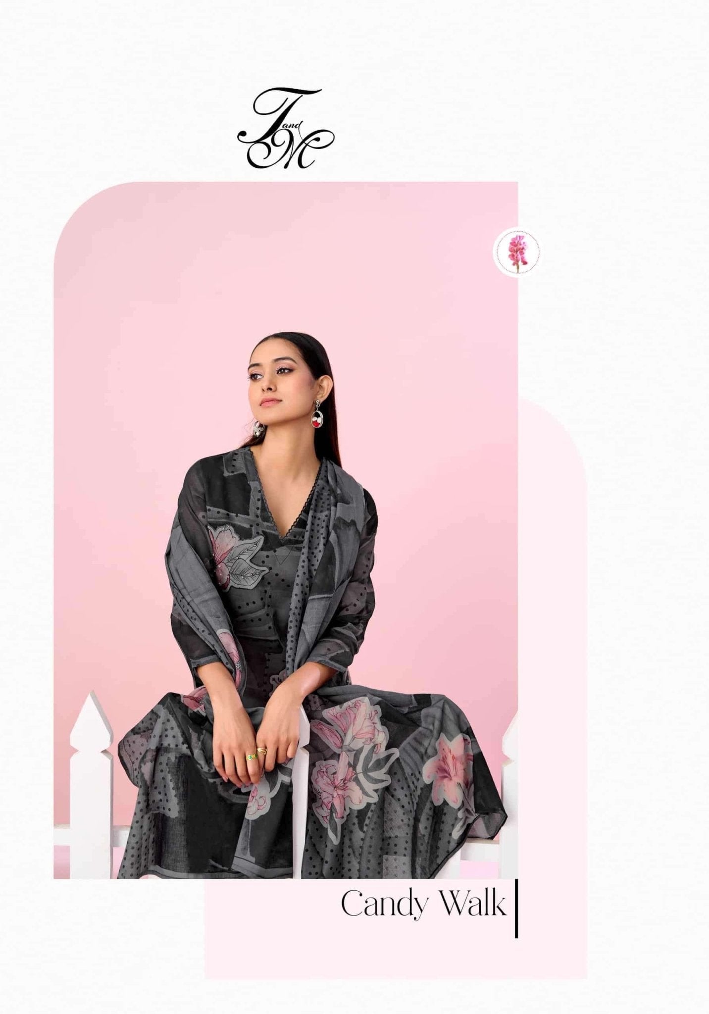 T And M Designer Candy Walk Premium Organdy Dress Material - Amrah Wholesale