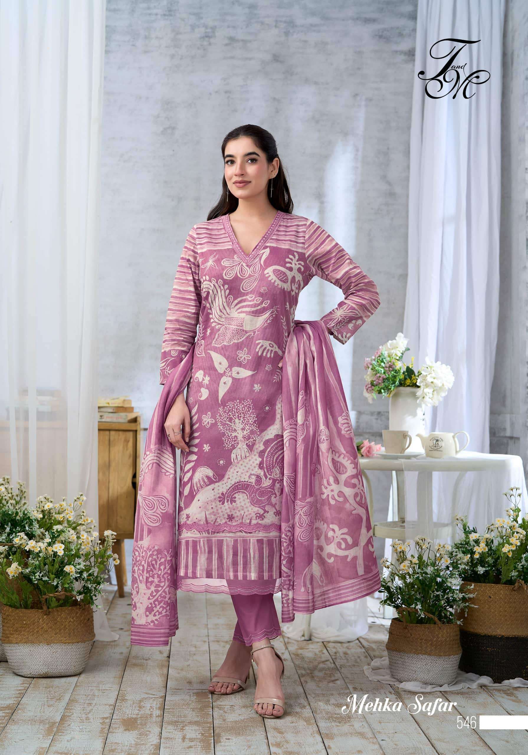 T And M Designer Mehka Safar Dress Material Wholesale Catalogue - Amrah Wholesale