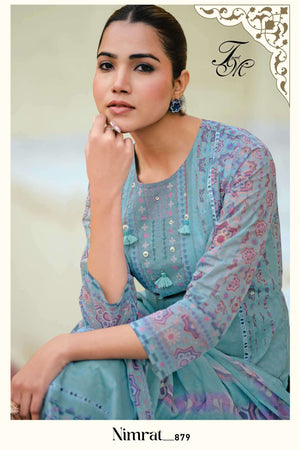 T And M Designer Nimrat Organdy Dress Material Wholesale