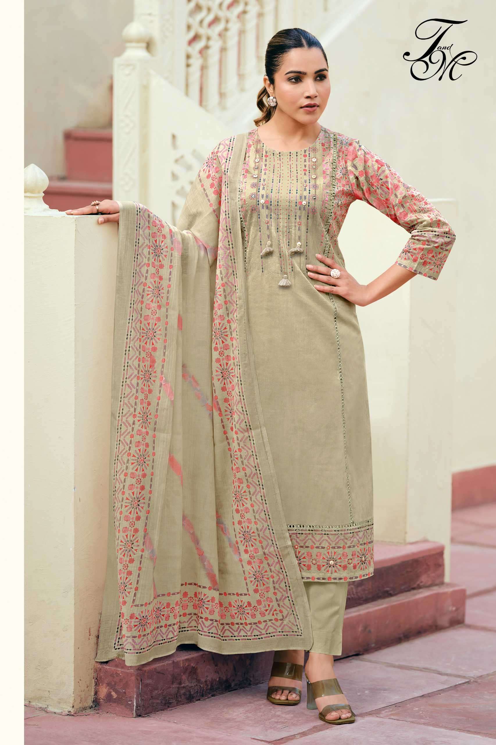 T And M Designer Nimrat Organdy Dress Material Wholesale - Amrah Wholesale