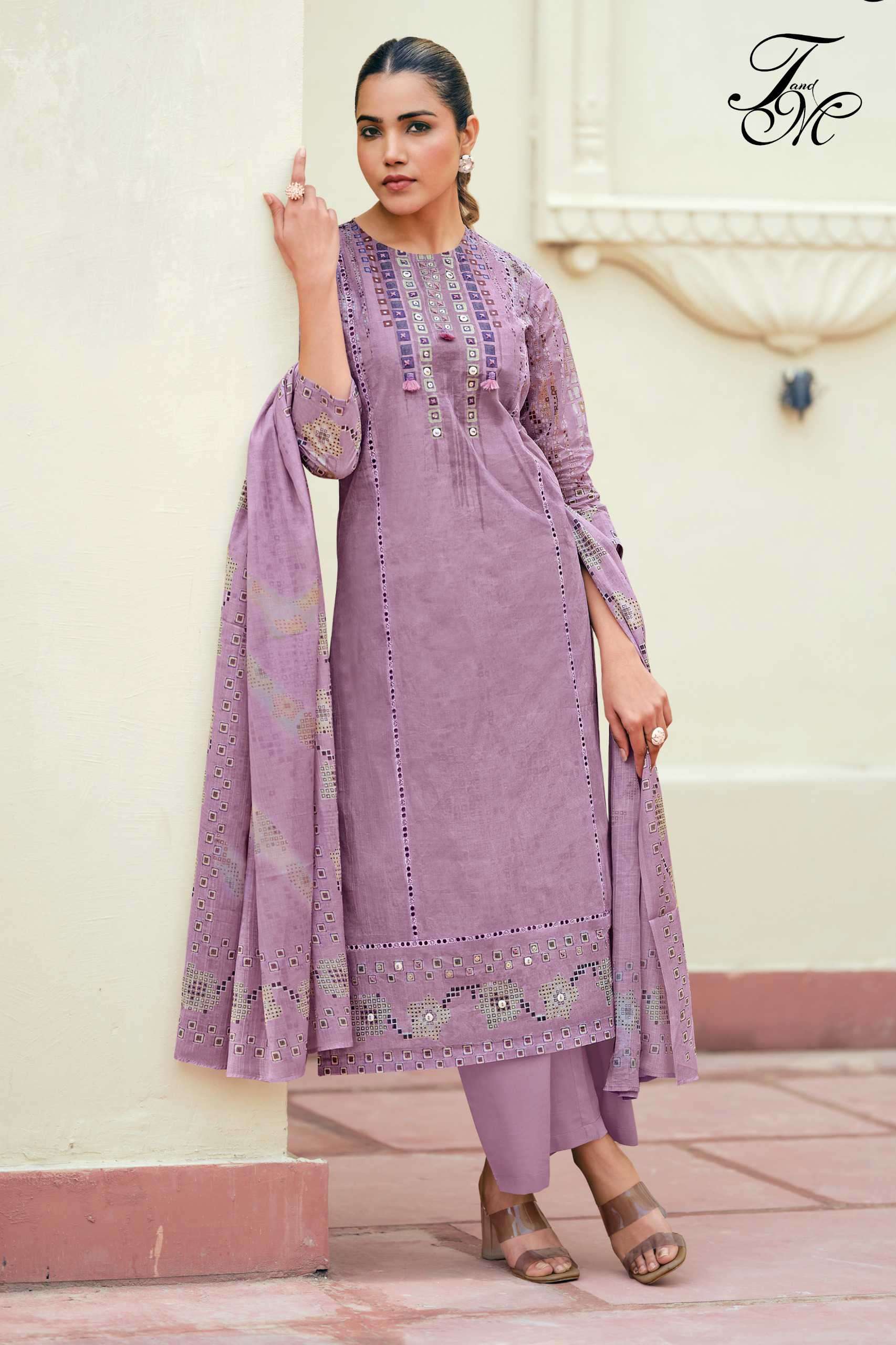 T And M Designer Nimrat Organdy Dress Material Wholesale - Amrah Wholesale