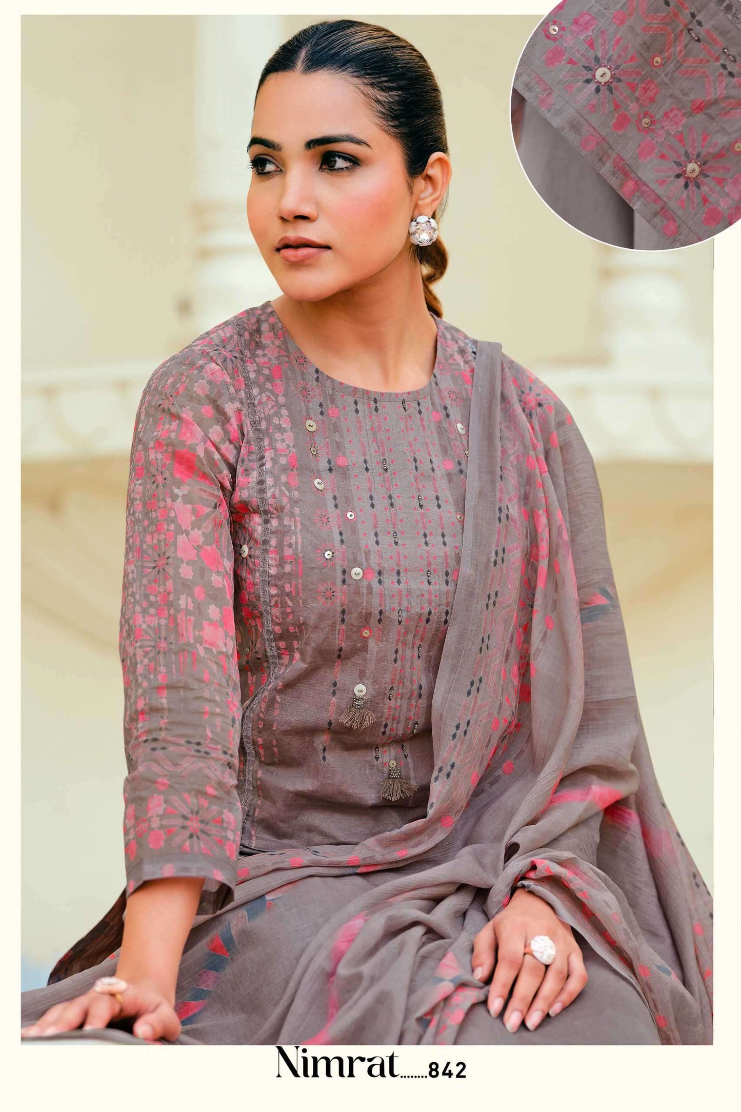 T And M Designer Nimrat Organdy Dress Material Wholesale - Amrah Wholesale