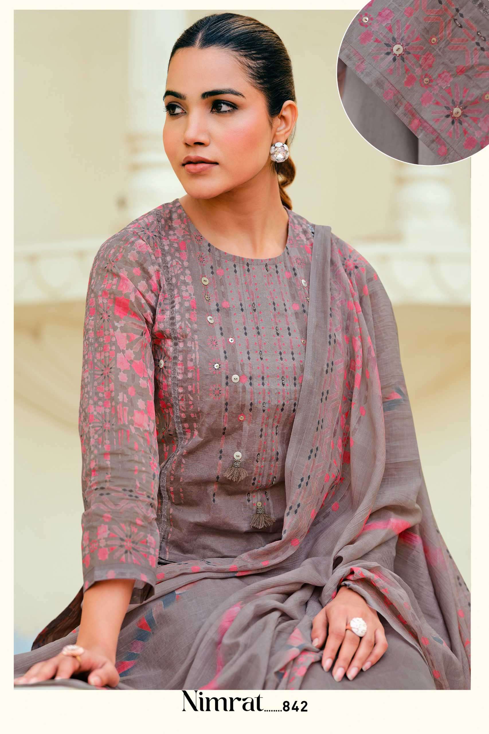 T And M Designer Nimrat Organdy Dress Material Wholesale - Amrah Wholesale