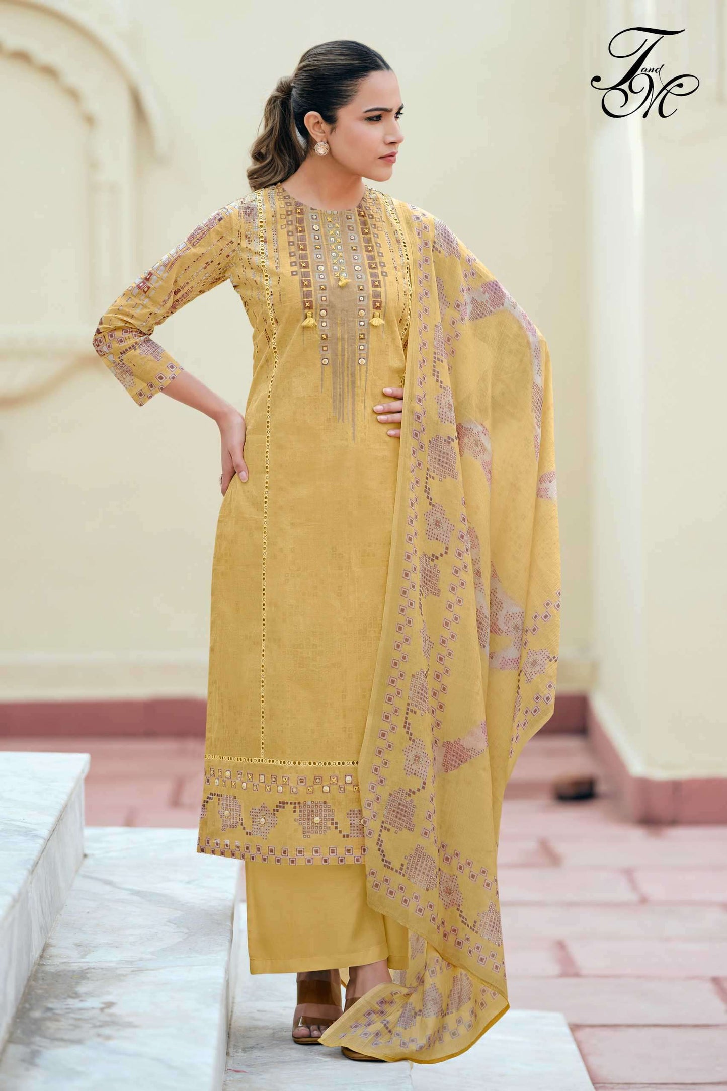 T And M Designer Nimrat Organdy Dress Material Wholesale - Amrah Wholesale