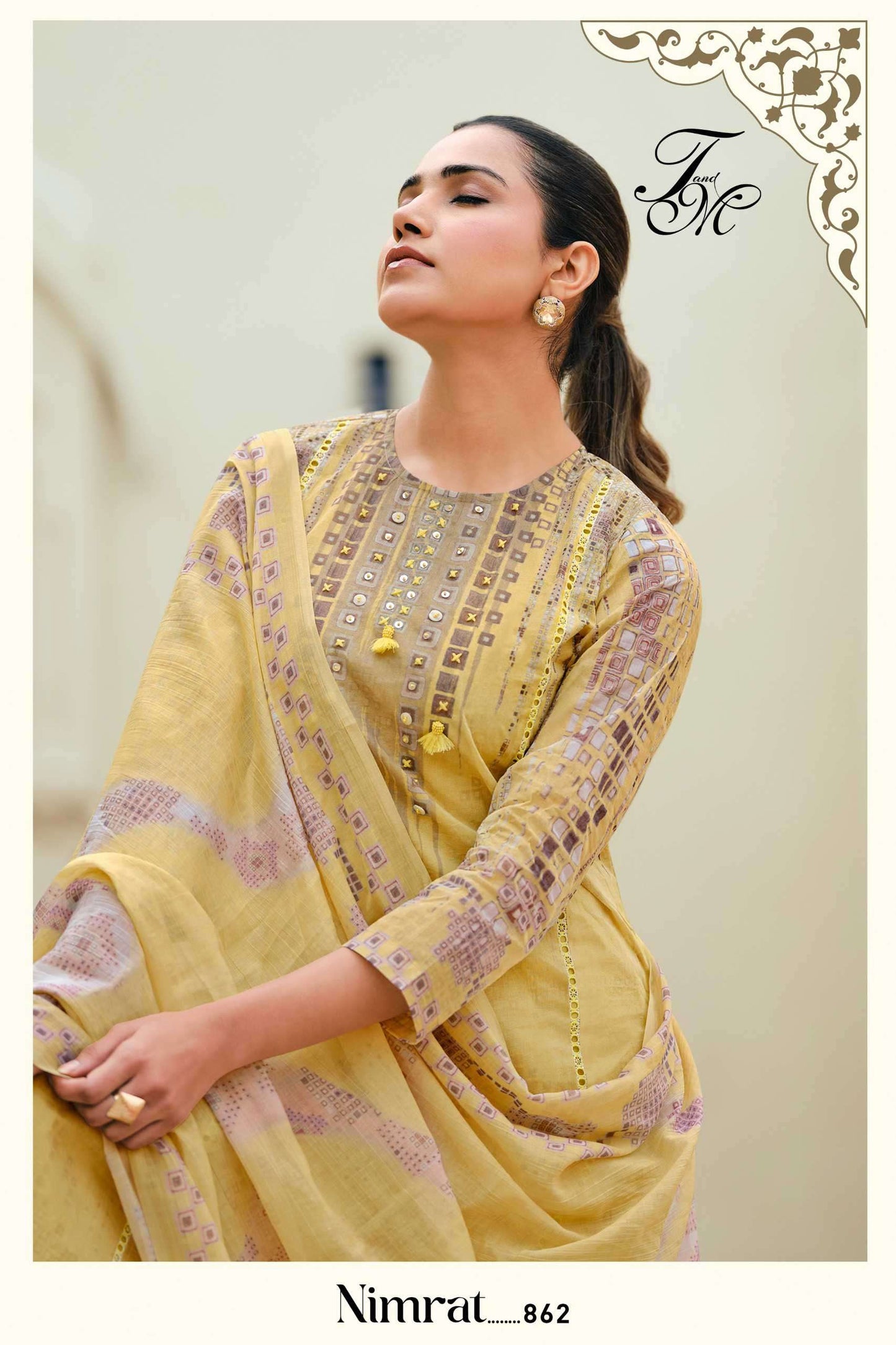 T And M Designer Nimrat Organdy Dress Material Wholesale - Amrah Wholesale
