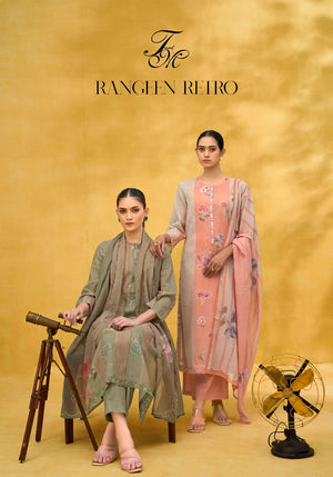 T And M Designer Rangeen Retro Chanderi Dress Material - Amrah Wholesale