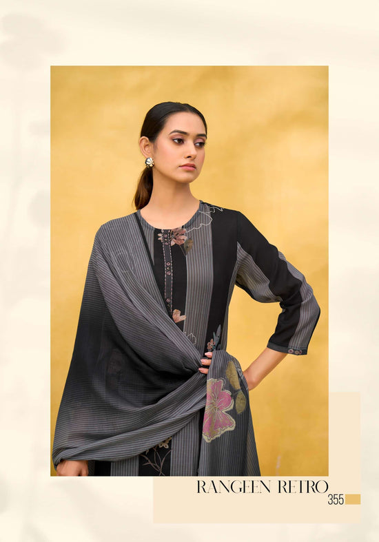 T And M Designer Rangeen Retro Chanderi Dress Material - Amrah Wholesale