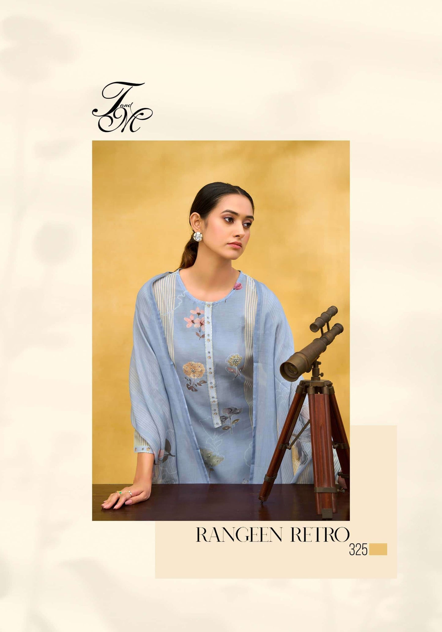 T And M Designer Rangeen Retro Chanderi Dress Material - Amrah Wholesale