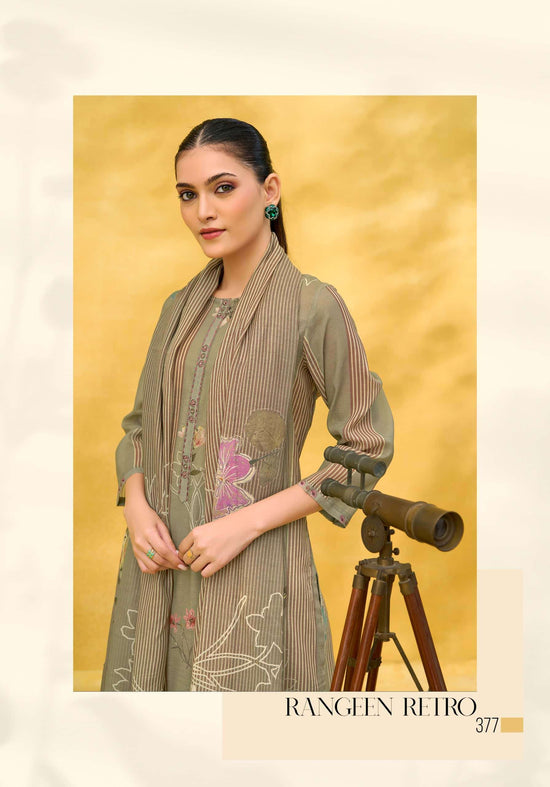 T And M Designer Rangeen Retro Chanderi Dress Material - Amrah Wholesale