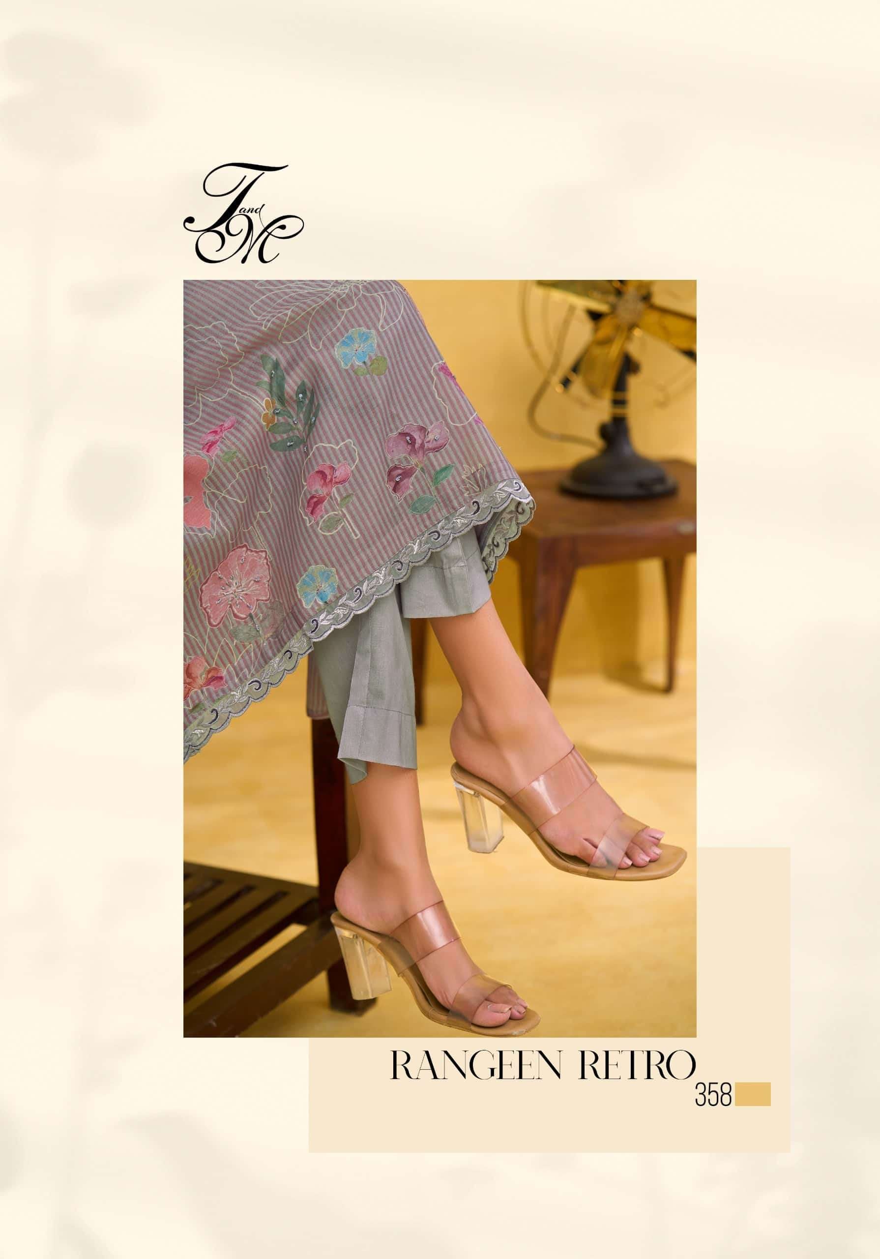 T And M Designer Rangeen Retro Chanderi Dress Material - Amrah Wholesale