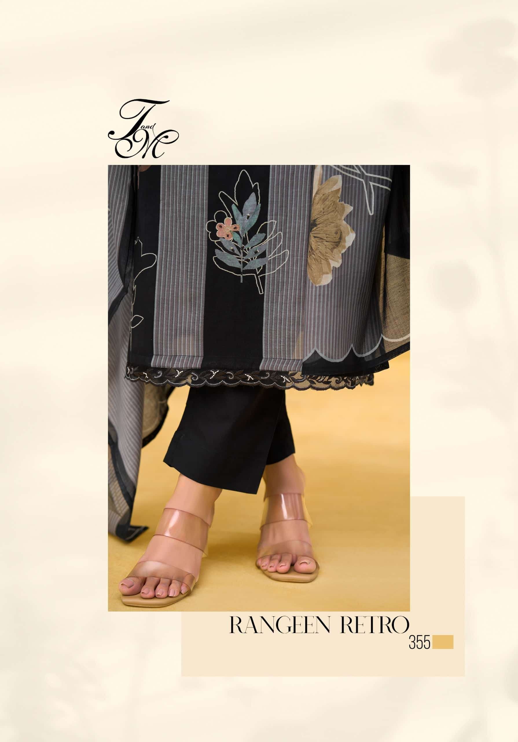 T And M Designer Rangeen Retro Chanderi Dress Material - Amrah Wholesale