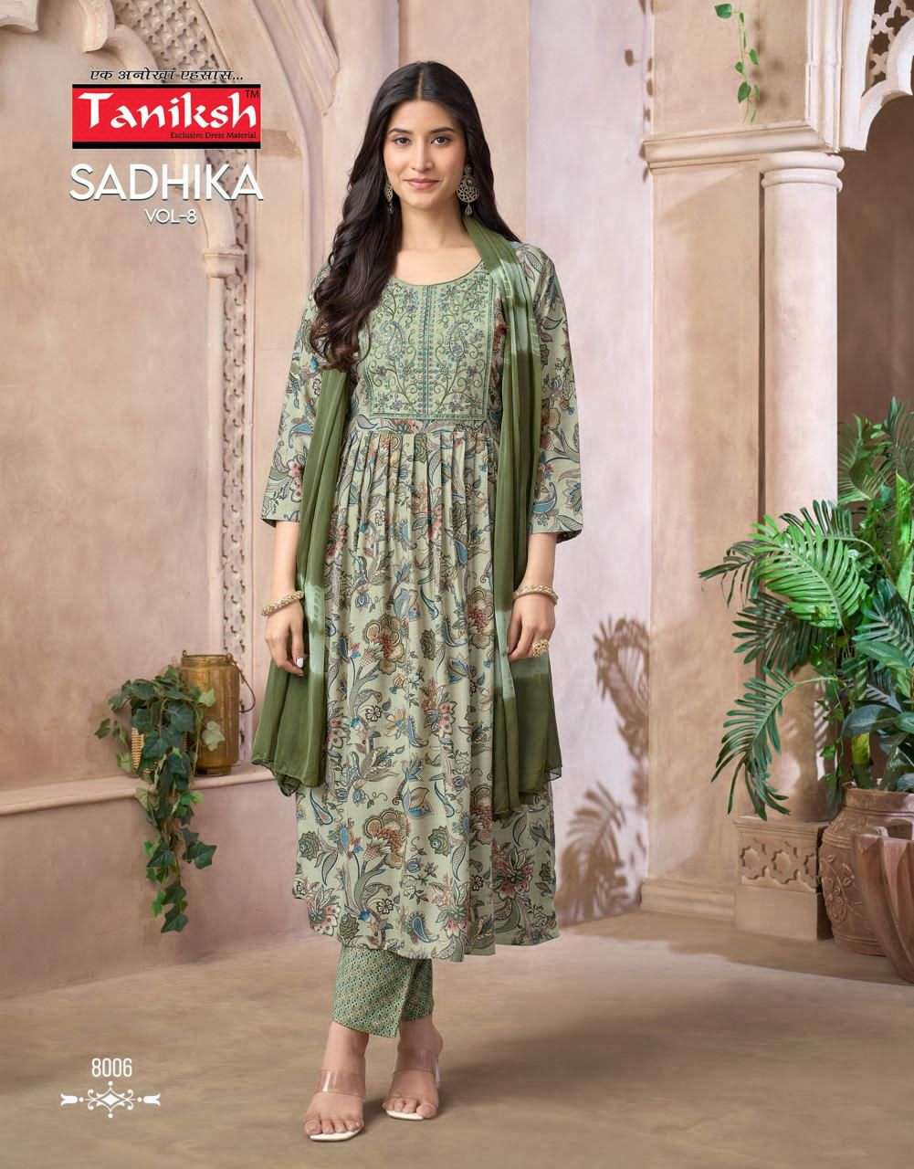Taniksh Sadhika Vol 8 Rayon Embroidered Kurti Pant Dupatta Set - Amrah Wholesale