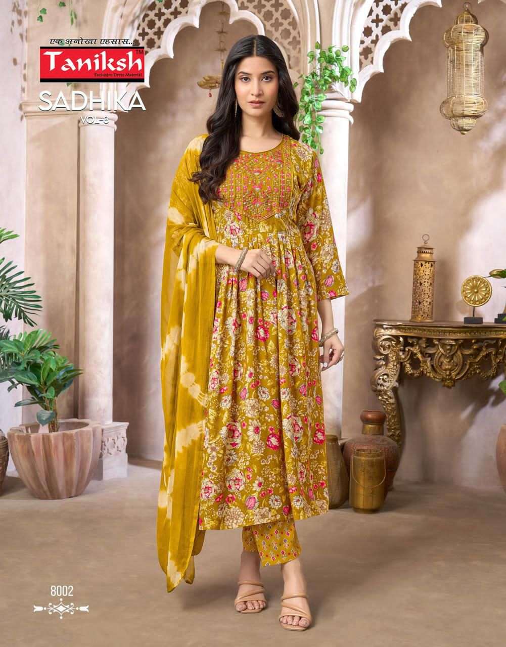 Taniksh Sadhika Vol 8 Rayon Embroidered Kurti Pant Dupatta Set - Amrah Wholesale
