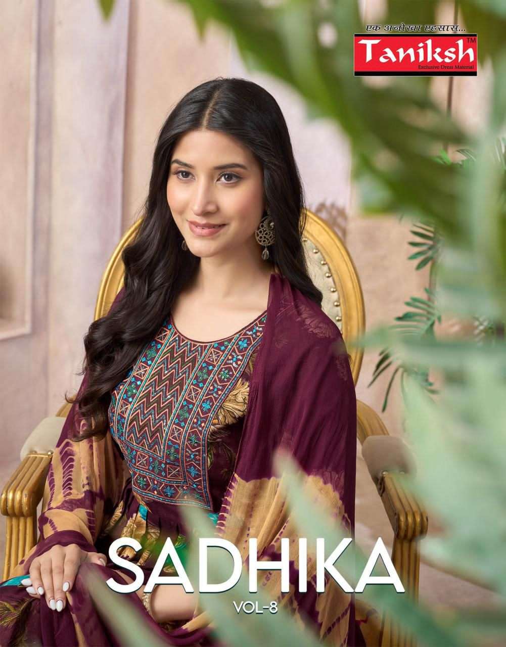 Taniksh Sadhika Vol 8 Rayon Embroidered Kurti Pant Dupatta Set - Amrah Wholesale