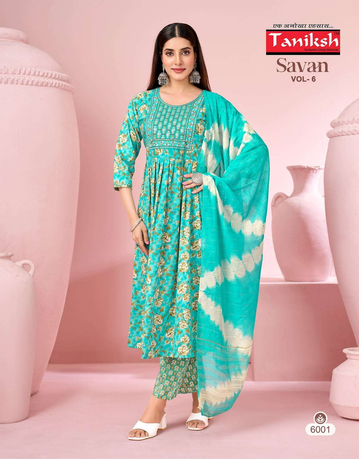 Taniksh Savan Vol 6 Poly Viscose Foil Print Kurti Pant Dupatta Set