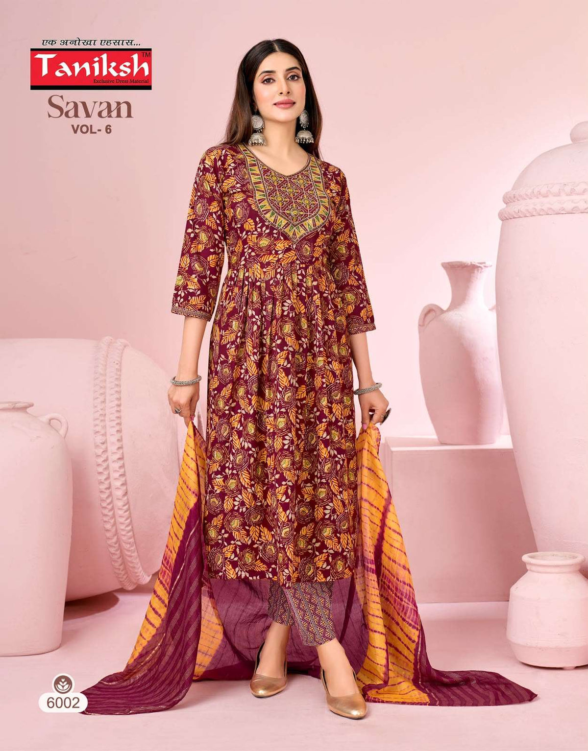 Taniksh Savan Vol 6 Poly Viscose Foil Print Kurti Pant Dupatta Set