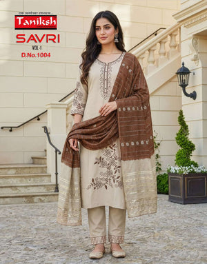 Taniksh Savri Vol 1 Roman Embroidered Kurti Pant Dupatta Set - Amrah Wholesale