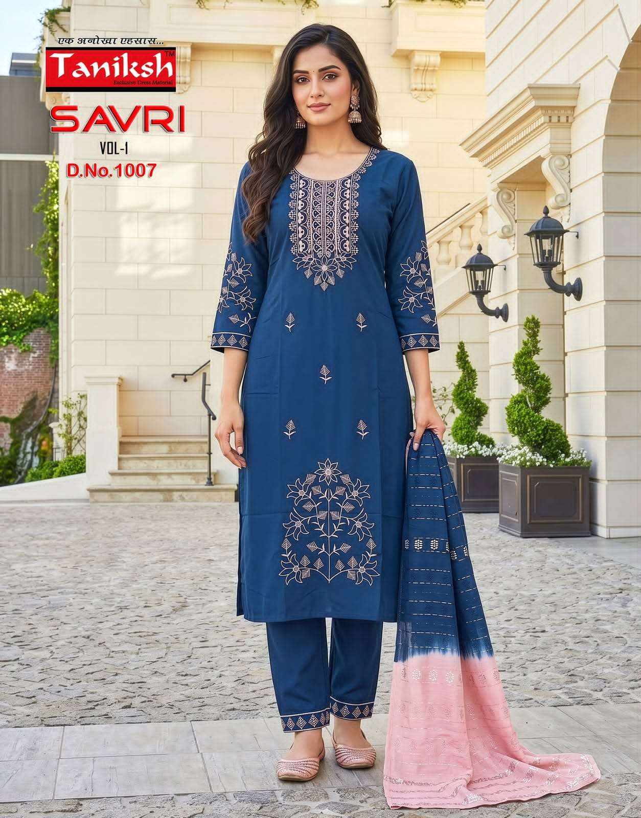 Taniksh Savri Vol 1 Roman Embroidered Kurti Pant Dupatta Set