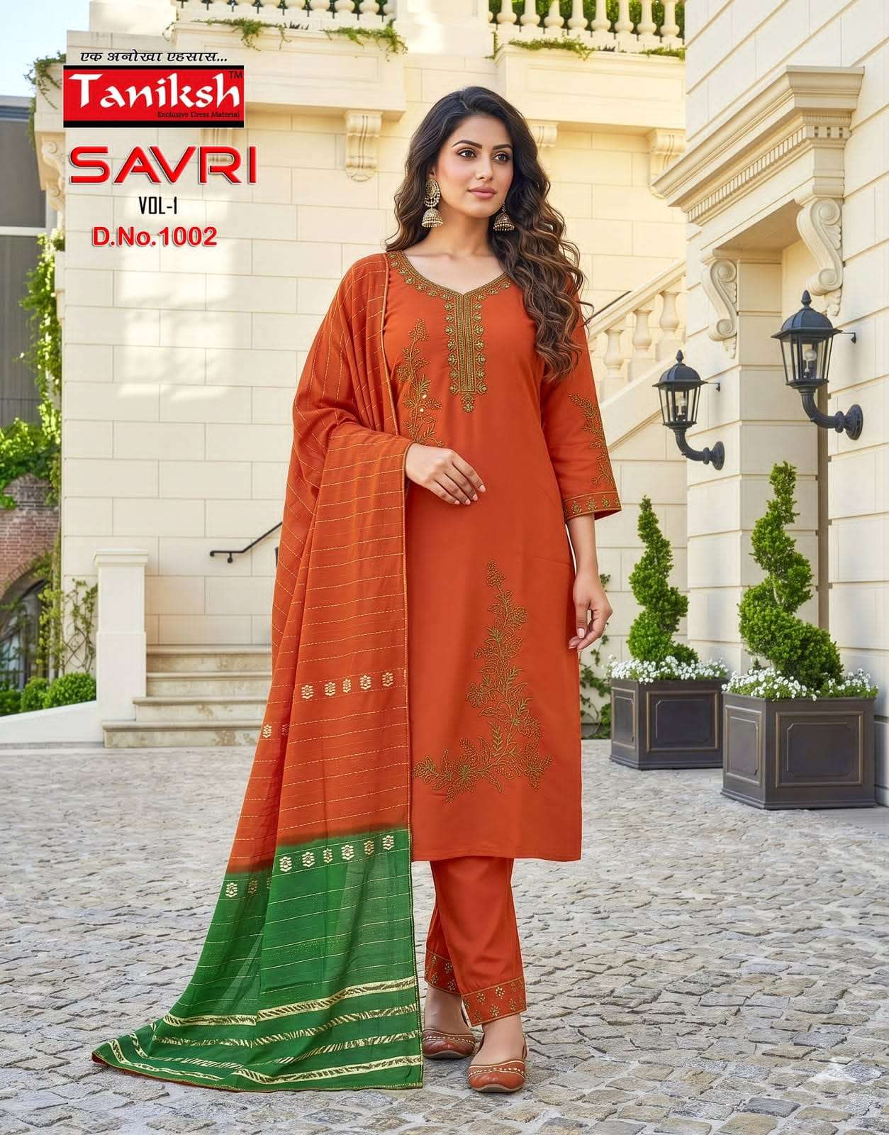Taniksh Savri Vol 1 Roman Embroidered Kurti Pant Dupatta Set