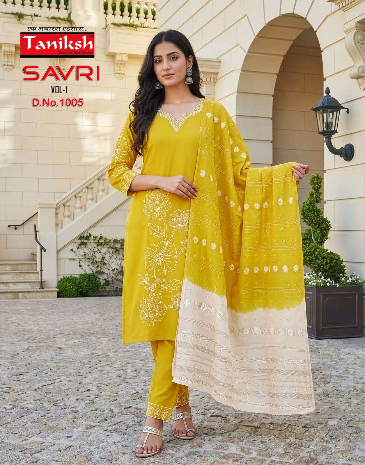 Taniksh Savri Vol 1 Roman Embroidered Kurti Pant Dupatta Set
