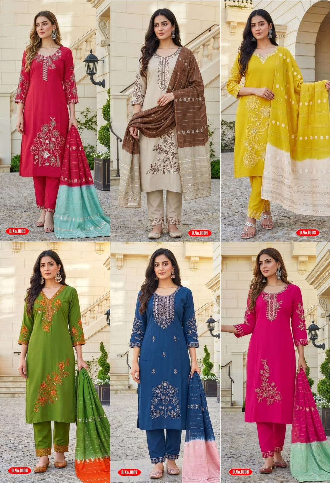 Taniksh Savri Vol 1 Roman Embroidered Kurti Pant Dupatta Set
