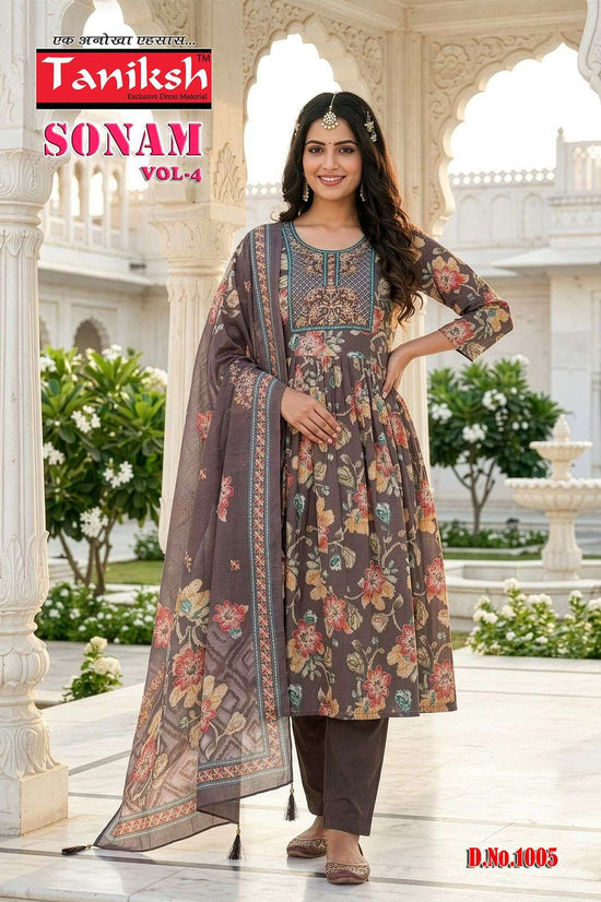 Taniksh Sonam Vol-4 Vertical Embroidery Stitched Suit Set