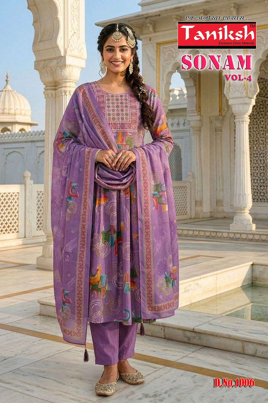 Taniksh Sonam Vol-4 Vertical Embroidery Stitched Suit Set
